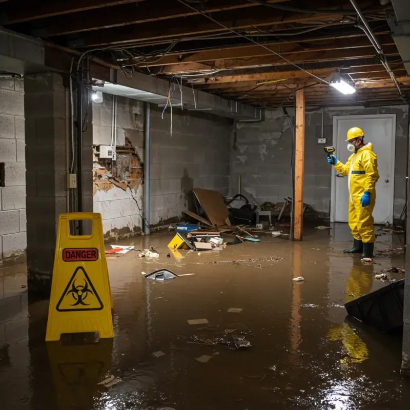 Flooded Basement Electrical Hazard in Campton, KY Property